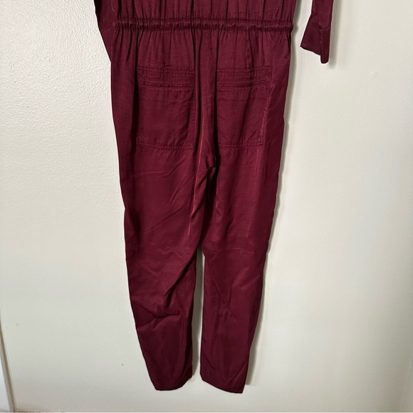 ann taylor loft •chic burgundy utility jumpsuit• size xs